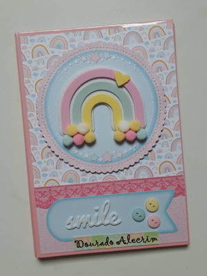 Caderno brochura pequeno arco íris