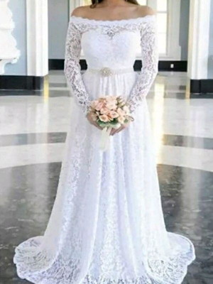 Vestido de noiva longo em renda