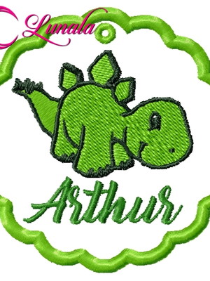 Matriz de bordado - chaveiro dino3 com aplique frente e vers