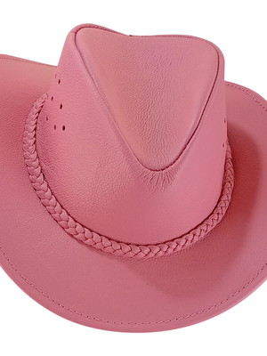 Chapéu country rosa infantil couro legitimo oferta