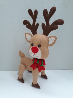 Rena de feltro natal natalino decoração festa nicho
