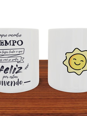 Caneca personalizada frase felicidade campinas