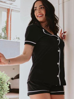 Pijama p camisaria feminino liso