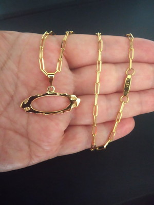 Colar com pingente oakley aço banhado a ouro 18k