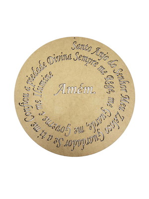 Kit 3 mandala oração santo anjo 10cm - mdf madeira