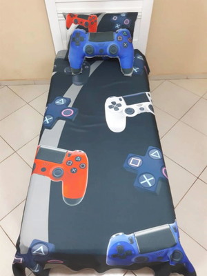 Lençol solteiro playstation +almofada pronta entrega