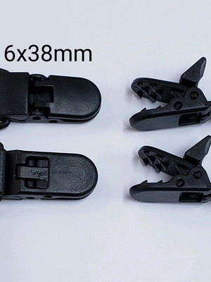 10peça- prendedor preto chupeta jacaré suspensório 15x38mm