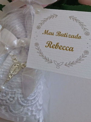 Lembrancinha batizado com tag