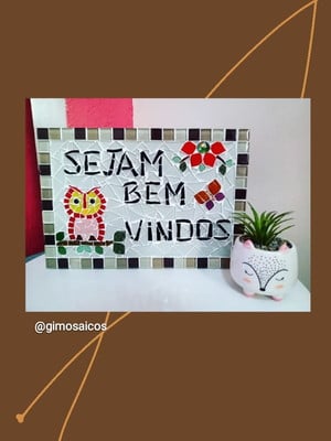 Placa bem vindo em mosaico