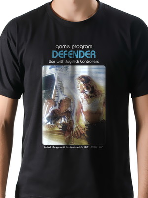Camiseta camisa geek game jogo defender cartucho atari 2600
