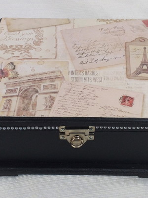 Caixa em mdf em estilo baú vintage com divisórias