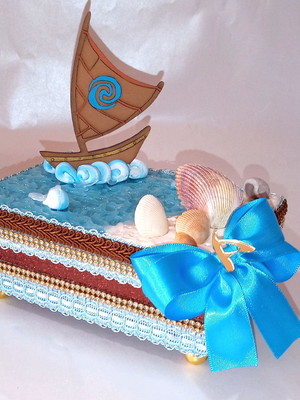Lembrancinha aniversário moana caixa cenário