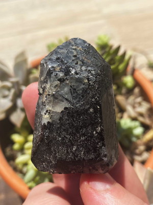 Ponta geradora de turmalina negra na matriz de quartzo