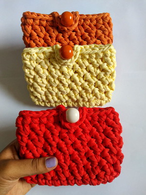 Carteira de crochê| crochê em fio de malha