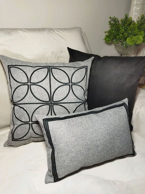 Kit de 3 capas de almofadas decorativas em linho bordadas