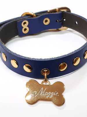 Coleira para cachorro com nome e tel na placa