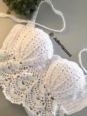 Cropped sereia croche em algodão