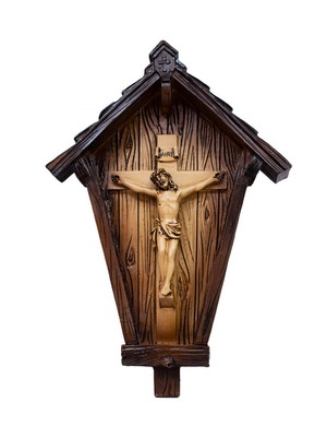 Crucifixo no nicho de parede em resina 20 cm