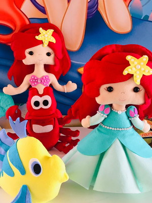 Personagens princesa ariel em feltro