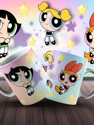 Lembrancinha caneca de polímero meninas super poderosas