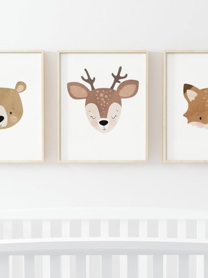 Kit 3 quadro decorativo infantil animaizinhos do zoo ternura