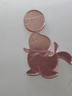 Aplique foca circo acrílico espelhado rosê gold