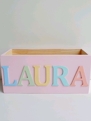 Caixote organizador de brinquedos com nome