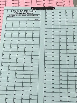 Cartela de rifa 500 números, pct com 1 uni.