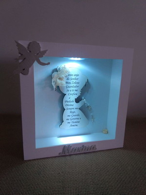 Nicho com led e oração do santo anjo 24x24x8