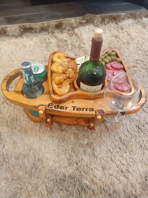 Mesa mista cerveja / vinho para 3 garrafas + petisqueira