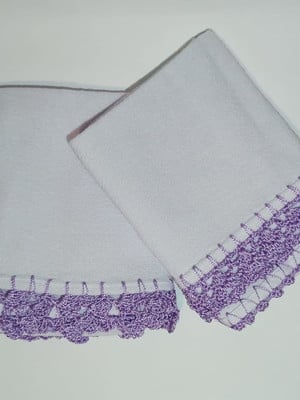 Pano de prato crochê lilás kit com 2 unidades