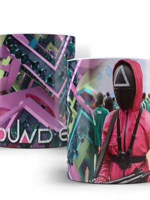 Caneca round 6 squid game porcelana xícara round 6