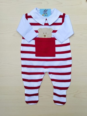 Macacão menino ursinho bolso - vermelho