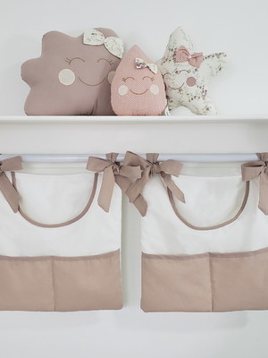 Porta fralda porta treco varão 2 bolsos rosê branco
