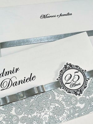 Convite bodas de prata - pedido p/ 50 - papel c/ textura