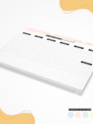 Desk planner semanal - rosa - coleção pastel colors