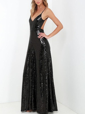 Vestido luxo bordado paetês festa brilho decote costas