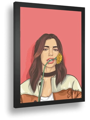 Quadro decorativo poster dua lipa cantora foto modelo 2