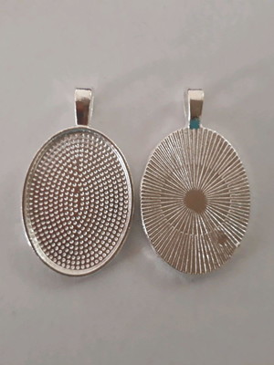 Medalhão p/camafeu oval /silver 18x25mm./10pçs