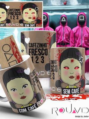 Caneca round 6 com café e sem café