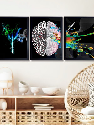 Trio de quadros psicologia saúde mental consultório