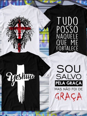 Kit 4 camisetas estampada moda evangélicas gospel cristã fé