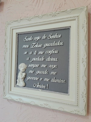 Quadro santo anjo cinza