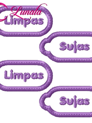 Matriz de bordado - limpas/sujas7 c/aplique -bastidor 10x10