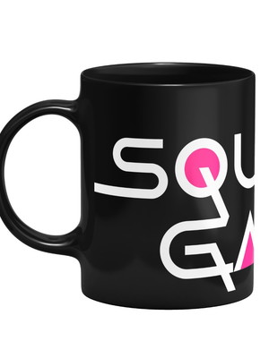 Caneca round 6 squid game preta xícara round 6 porcelana