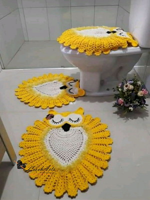 Jogo de banheiro corujinha em crochê