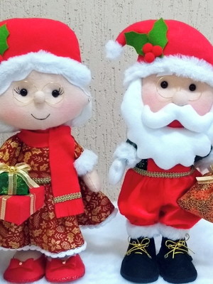 Enfeite papai noel e mamãe noel natal - 40 cm