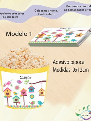 Rótulo para balde de pipoca-jardim encantado