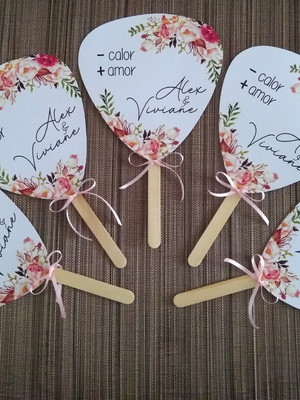 Leque personalizado | floral rosa