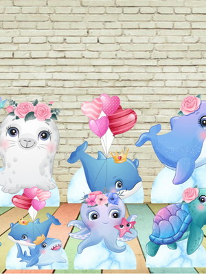 Fundo do mar aquarela displays kit com 10 peças